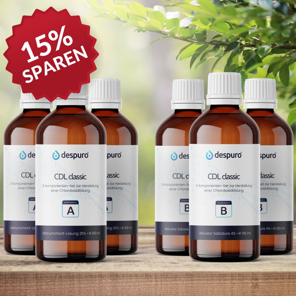 Sparpaket drei Sets 100 ml Natriumchlorit 25% und 100 ml Salzsäure 4%