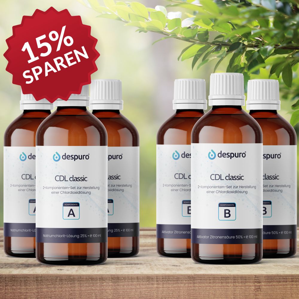 Sparpaket drei Sets 100 ml Natriumchlorit 25% und 100 ml Zitronensäure 50%